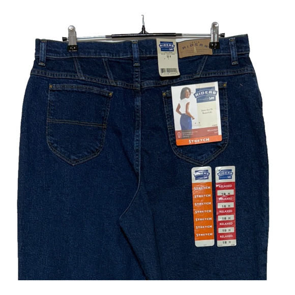 Riders by Lee Jeans Womens 18 Blue Relaxed Stretch Hi Rise Dark Actual 36X32 NWT - Picture 6 of 10